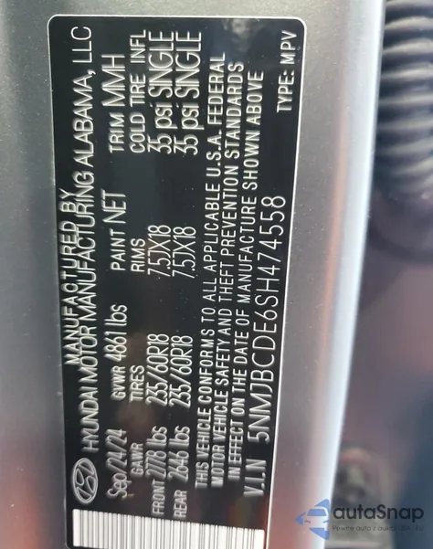 2025 Hyundai Tucson Sel из США, поврежденный, VIN 5NMJBCDE6SH474558